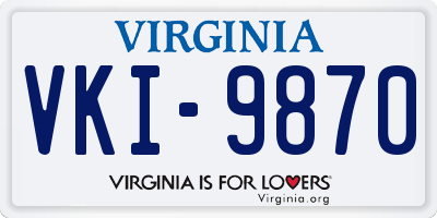 VA license plate VKI9870