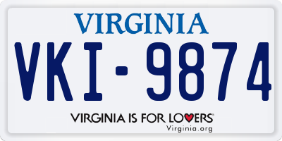 VA license plate VKI9874