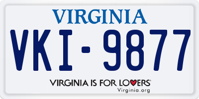 VA license plate VKI9877