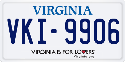 VA license plate VKI9906