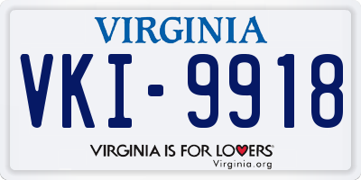 VA license plate VKI9918