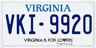 VA license plate VKI9920