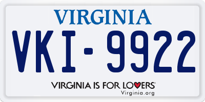 VA license plate VKI9922