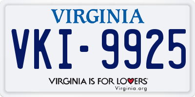 VA license plate VKI9925