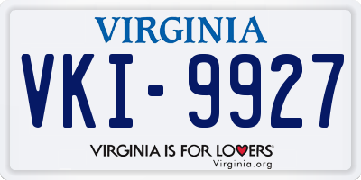 VA license plate VKI9927