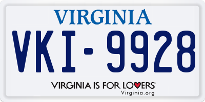 VA license plate VKI9928