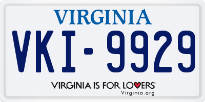 VA license plate VKI9929