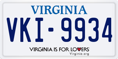VA license plate VKI9934