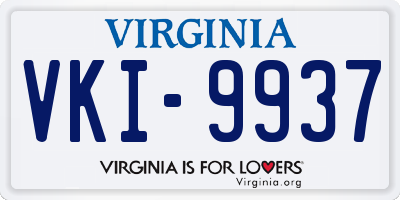 VA license plate VKI9937