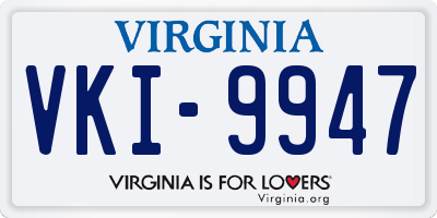 VA license plate VKI9947