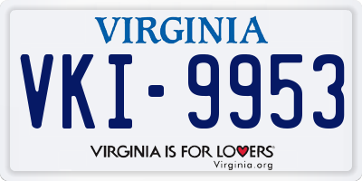 VA license plate VKI9953