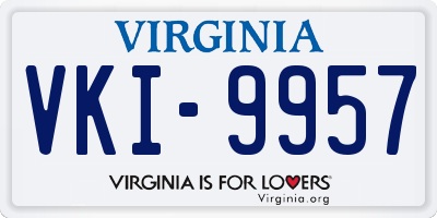 VA license plate VKI9957