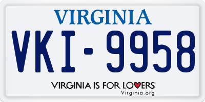 VA license plate VKI9958