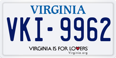 VA license plate VKI9962