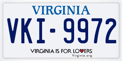 VA license plate VKI9972