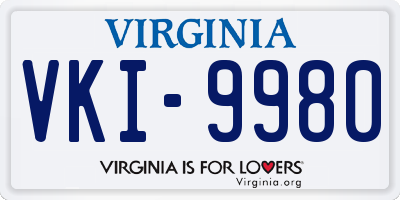 VA license plate VKI9980