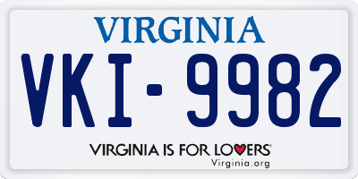 VA license plate VKI9982