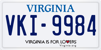 VA license plate VKI9984