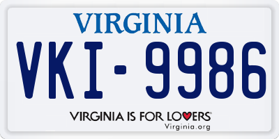 VA license plate VKI9986