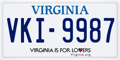 VA license plate VKI9987
