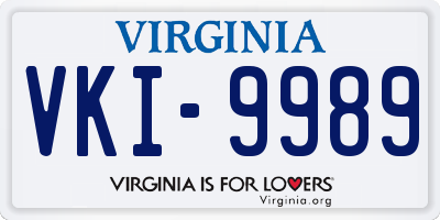 VA license plate VKI9989
