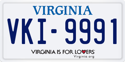 VA license plate VKI9991