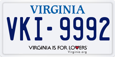 VA license plate VKI9992