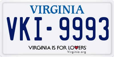 VA license plate VKI9993