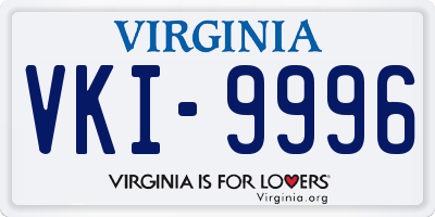 VA license plate VKI9996