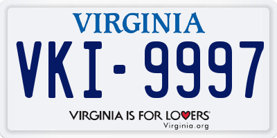 VA license plate VKI9997