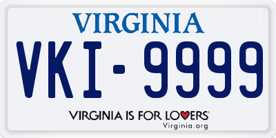VA license plate VKI9999