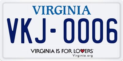 VA license plate VKJ0006