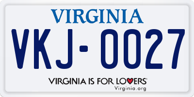 VA license plate VKJ0027