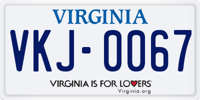 VA license plate VKJ0067