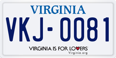 VA license plate VKJ0081