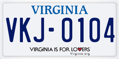 VA license plate VKJ0104