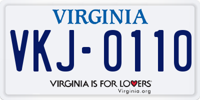 VA license plate VKJ0110