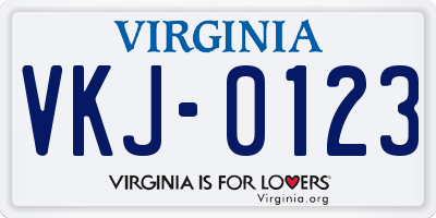 VA license plate VKJ0123