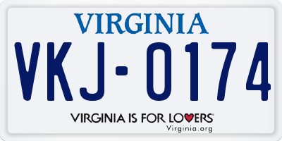 VA license plate VKJ0174