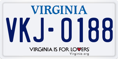 VA license plate VKJ0188