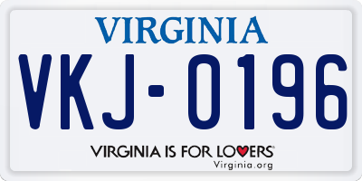 VA license plate VKJ0196