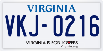 VA license plate VKJ0216