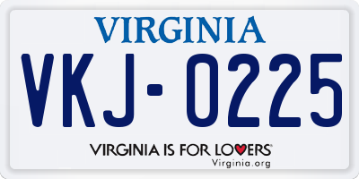 VA license plate VKJ0225
