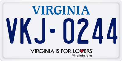 VA license plate VKJ0244