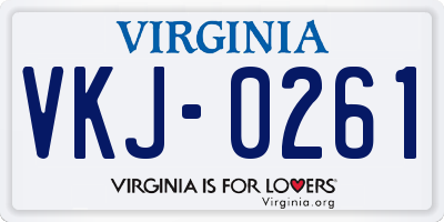 VA license plate VKJ0261