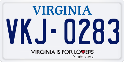 VA license plate VKJ0283