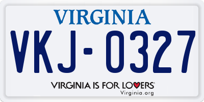 VA license plate VKJ0327
