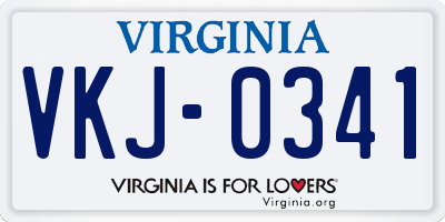 VA license plate VKJ0341