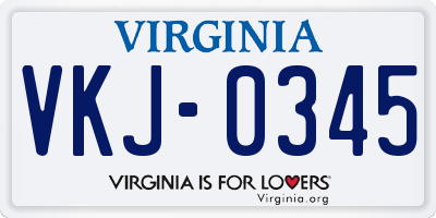 VA license plate VKJ0345