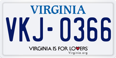 VA license plate VKJ0366